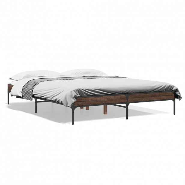 vidaXL Rám postele hnědý dub 150 x 200 cm kompozitní dřevo a kov