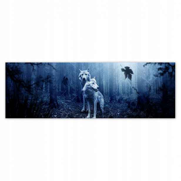 Fototapety 200x66 Vlci v modrém lese