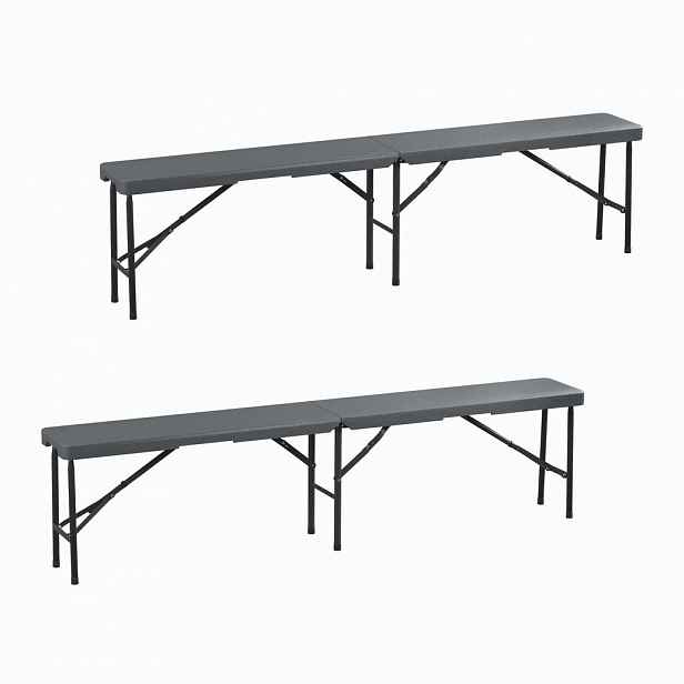 Relaxdays PIVNÍ LAVICE Šedá 2kusová-sada skládací 180 cm