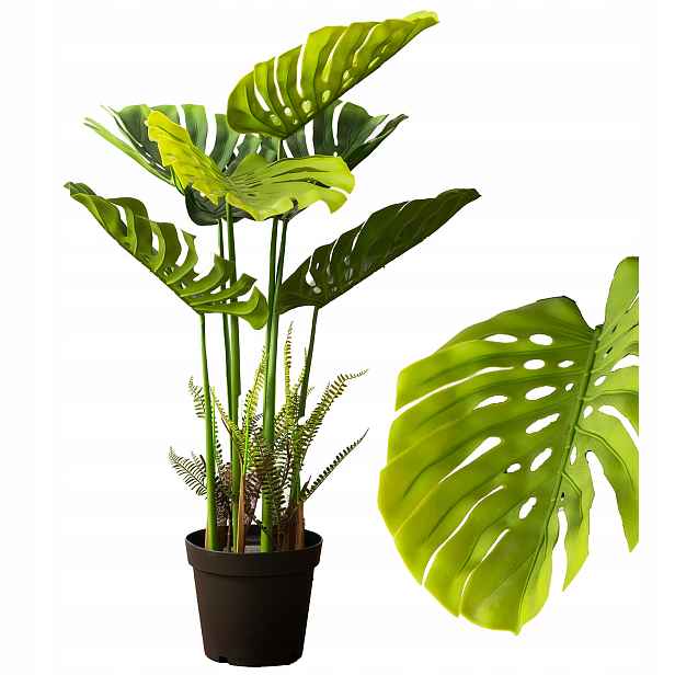 Umělá Monstera Velká 120 cm, realistická rostlina do obýváku v květináči