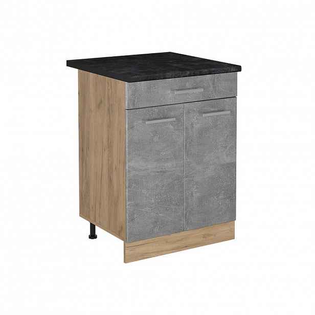 Vicco SPODNÍ SKŘÍŇKA KUCHYŇSKÉ LINKY R-Line, Beton/Zlatý mocný dub, 60 cm se zásuvkou pracovná doska antracitová