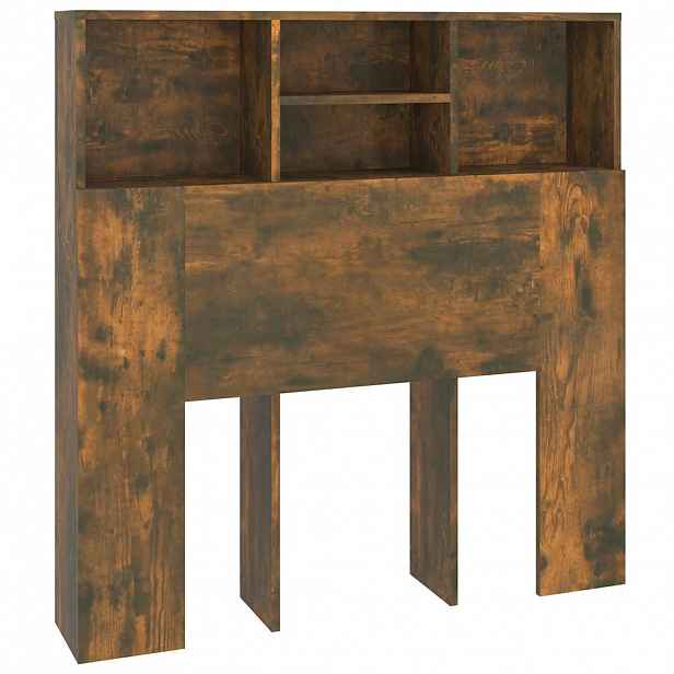 vidaXL Čelo postele s úložným prostorem kouřový dub 100x19x103,5 cm