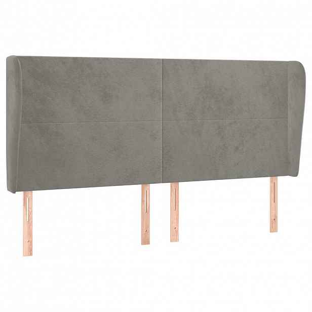vidaXL Čelo postele typu ušák světle šedé 163x23x118/128 cm samet
