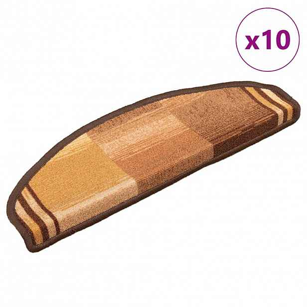 vidaXL Nášlapy na schody samolepicí 10 ks 65x21x4 cm hnědé