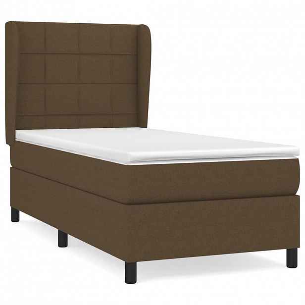 vidaXL Box spring postel s matrací tmavě hnědá 100 x 200 cm textil