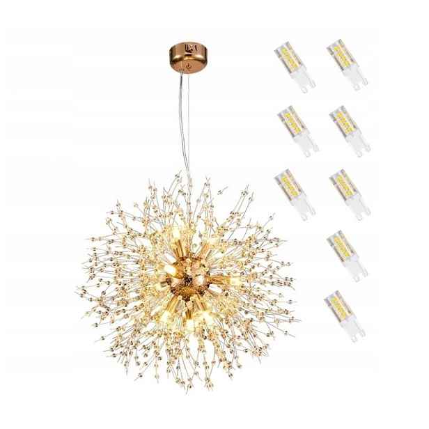 Elegantní Závěsná Lampa Zlatá Pampeliška G9 Glamour Premium Křišťálová