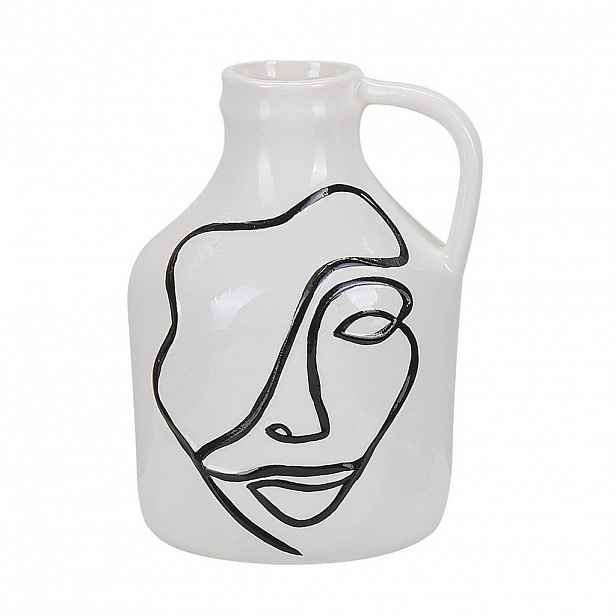 Beliani KVĚTINOVÁ VÁZA Kamenina bílá Agrinion