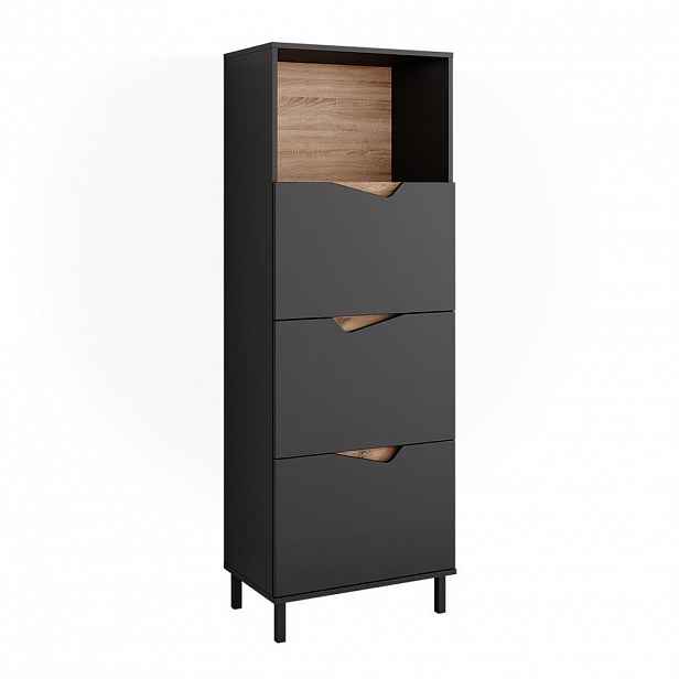 Vicco KREDENC Marelle Antracit/Artisan 60 x 169.5 cm se 4 přihrádkami