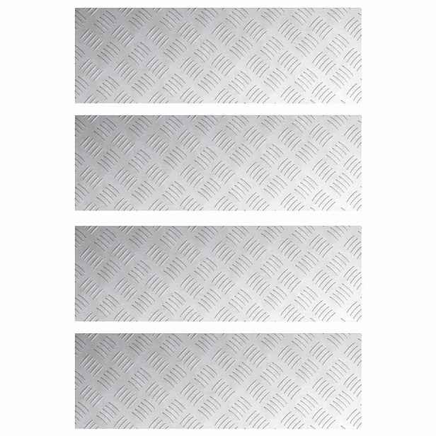 vidaXL Schodové nášlapy 4 ks 75 x 25 cm Stříbrná Hliník Obdélníkový