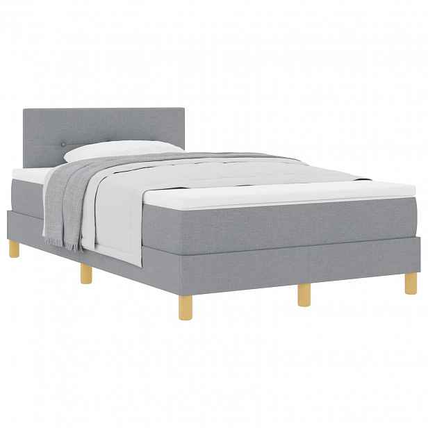 vidaXL Postel s boxspringem s čelo Světle šedá 120 x 190 cm textil