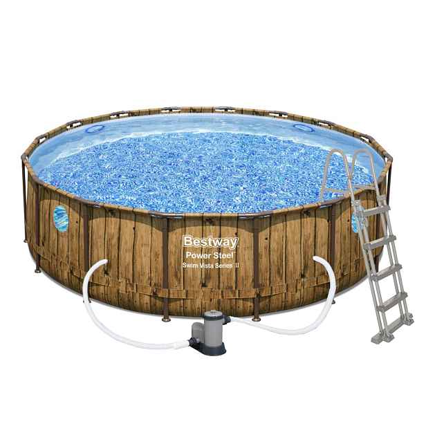 Bestway Bazén Power Steel Wood Swim Vista 4,88 x 1,22 m - 56725