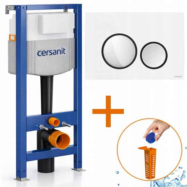 Cersanit Mechanický rám Aqua 50 Set Tlačítko bílý lesk černý Luna