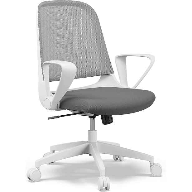 Kancelářské Křeslo Ergonomické, Síťované, Nastavitelné Područky, Bílá Barva