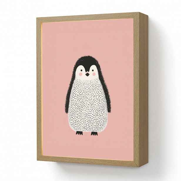 OnlyWow DOBÍJECÍ NOČNÍ LAMPIČKA Tučňák - Tečky - Minimalistický - Růžový 30x40 cm