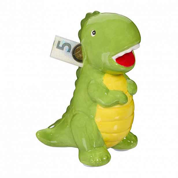 Relaxdays POKLADNIČKA Zelená dinosaurus keramika