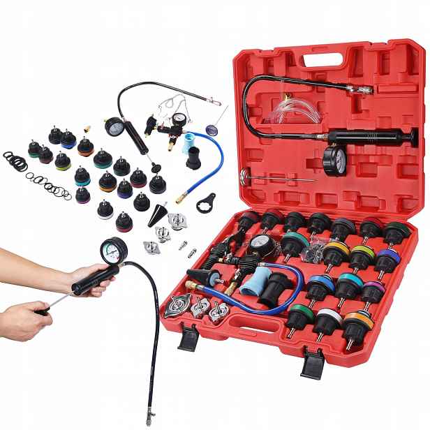 Tester těsnosti chladicího systému 28 dílů KD12501 pumpa adaptéry kufr