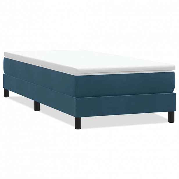 vidaXL Postel Box Spring bez matrace tmavě modrá 100x220 cm samet