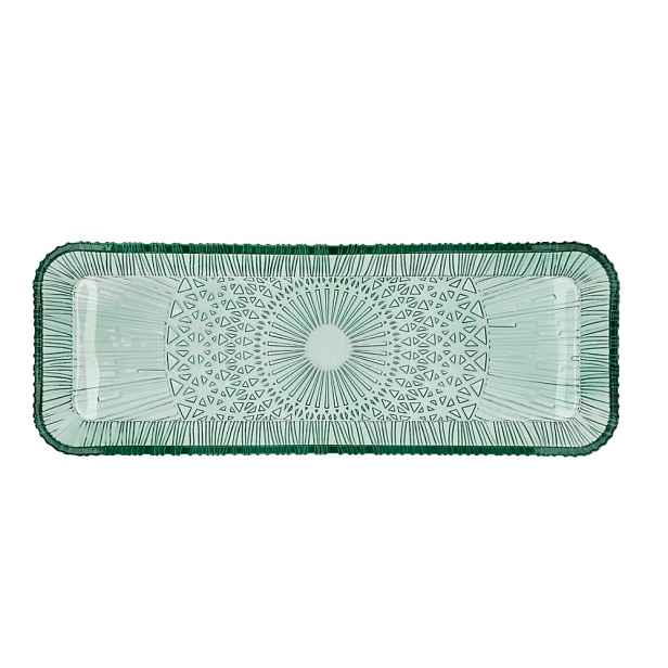 Zelený skleněný servírovací talíř 14x38 cm Kusintha – Bitz