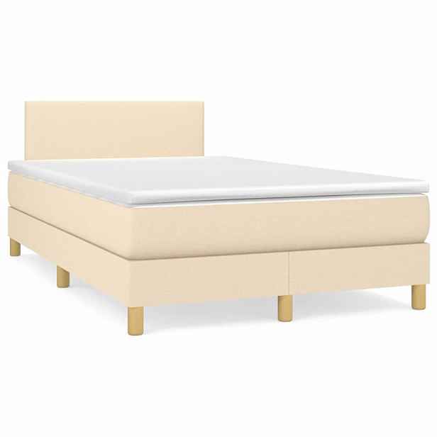 vidaXL Box spring postel s matrací krémová 120x200 cm textil