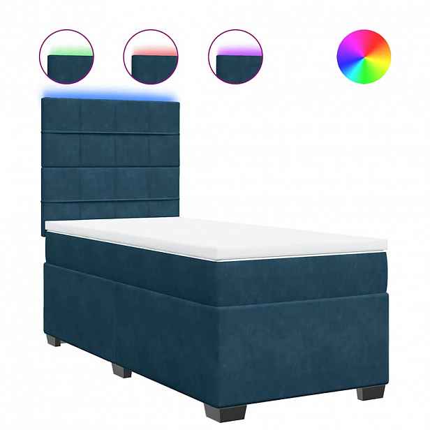 vidaXL Box spring postel s matrací modrá 90 x 200 cm samet