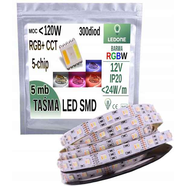 Led pásek Premium Rgb+cct 5v1 5 m teplý studený 12V Rgbcct