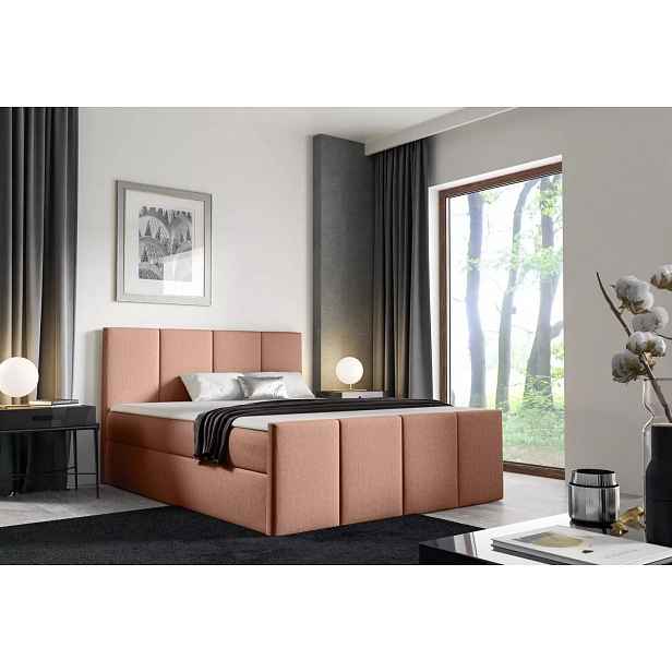 Postel s matrací a roštem LOLA - 160x220, lososová + topper ZDARMA
