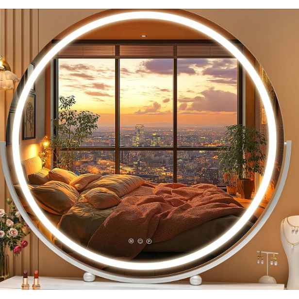 Zrcadlo Led kulaté 70x70 cm bílé dotykové