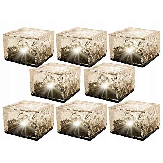 8 x Solární Lampa Zahradní Ledová Kostka 7 cm Nájezdová solární Led lampa Nw
