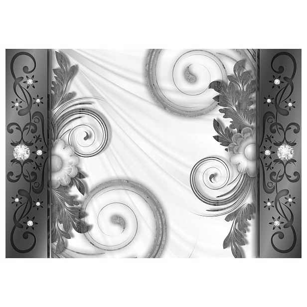 Fototapeta Stříbrné květiny Ornament Elegance do obývacího pokoje 312x219 lepidlo