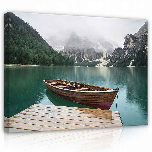 Obraz Loďka Jezero Hory Na Plátně Zeď 120x80