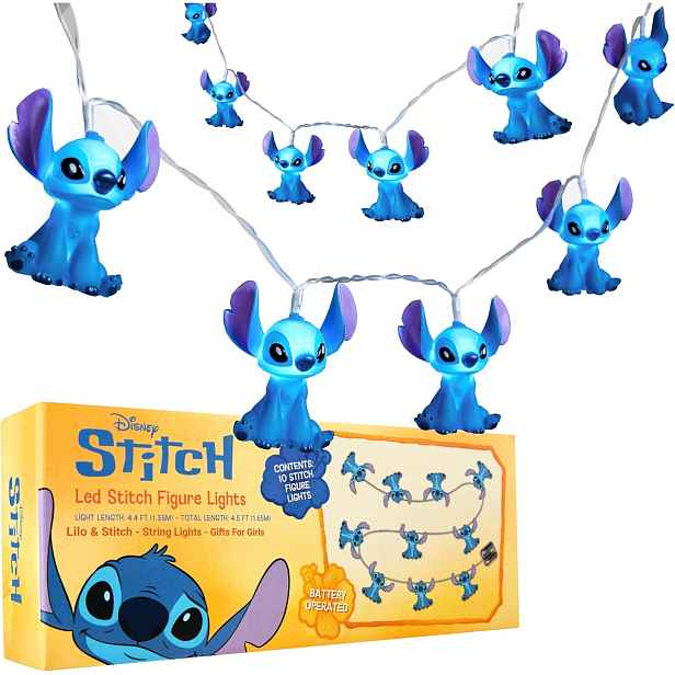 Světelný Řetěz Stitch 3D Led 10 Figurek Na Baterie Disney