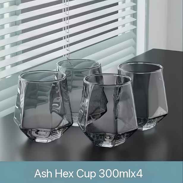 TEMU Sada 4 ks, 300 ml/10,14 oz - Trendové průhledné sklenice, geometrický design, sklenice na vodu, sklenice na alkohol, domácí pivní půllitry,