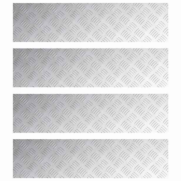 vidaXL Schodové nášlapy 4 ks 100 x 25 cm Stříbrná Hliník Obdélníkový