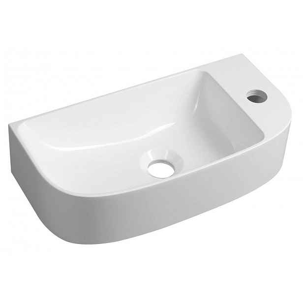 Sapho - Umývátko 44x22 cm, bez přepadu, otvor pro baterii vpravo, bílá AG440