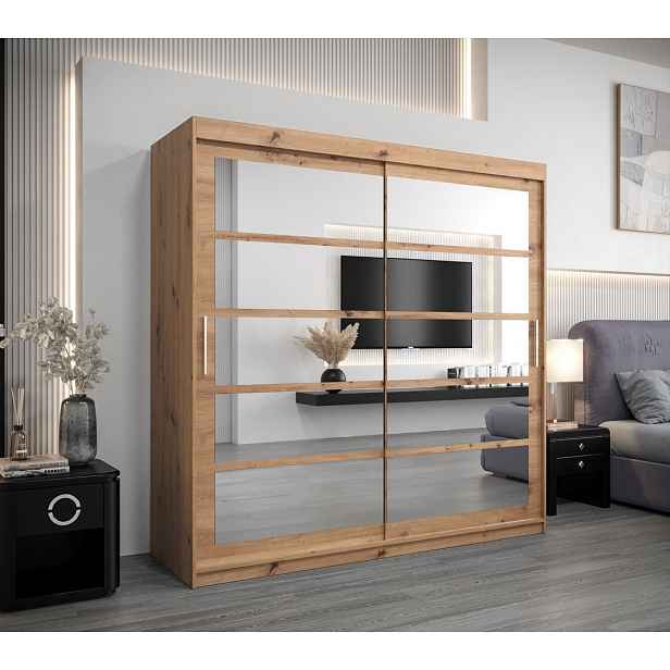Šatní skříň JOHANA - šířka 200 cm, dub artisan