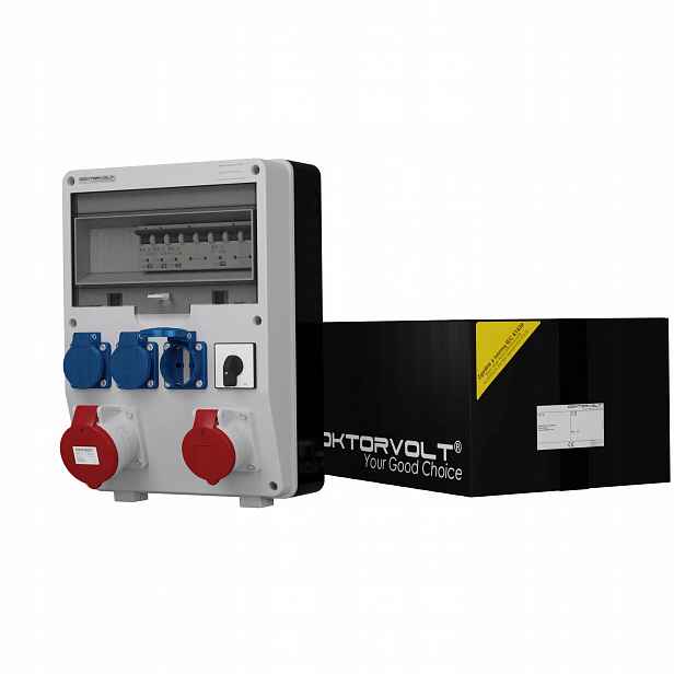Stavební rozvaděč s konektorem 32A 16A 230V 400V Schuko rozvaděč