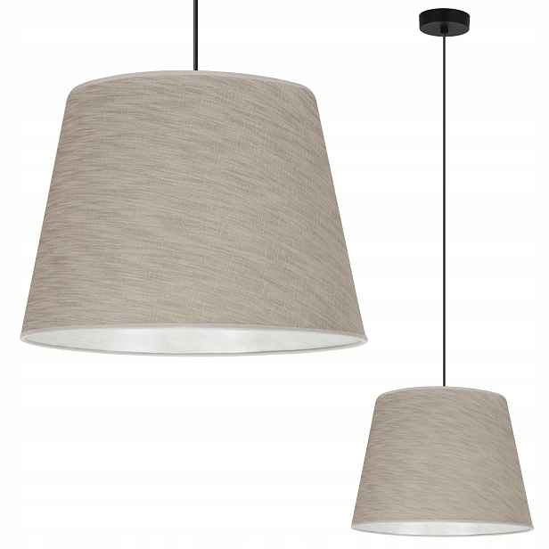 Závěsné Stropní Svítidlo Lustr Béžová Stínidlo Z Lněné Tkaniny Kužel 38 CM