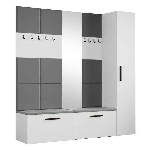 MASSENO MODERNÍ PŘEDSÍŇOVÁ SESTAVA MODULO, 201,2/204/40 cm, bílá