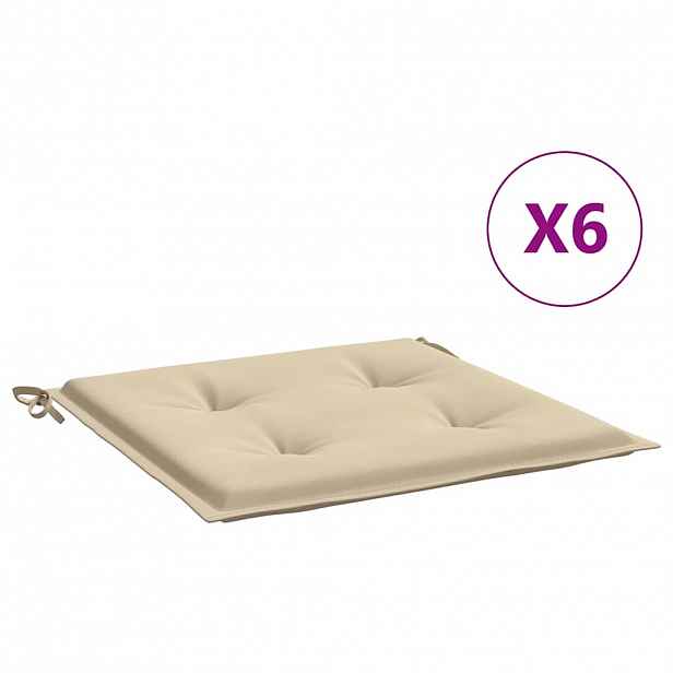vidaXL Podušky na zahradní židli 6 ks béžové 50x50x3 cm látka oxford
