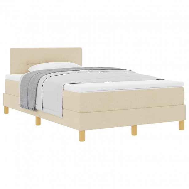vidaXL Postel s boxspringem s polštářem Krémová 120 x 190 cm textil