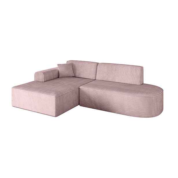 ALTDECOR ROHOVÁ SEDAČKA s otomanem, levá IREA-L1-v3 232x165x77 Růžová Manšestr
