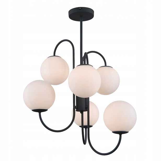 Gela, Moderní černá závěsná lampa s bílými kulatými stínítky, G9