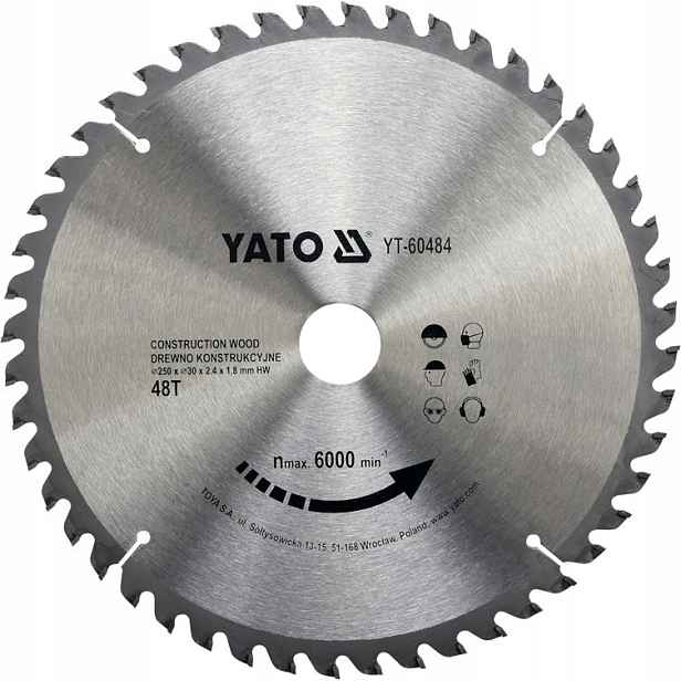 Kotoučová Pila S Karbidem Wolframu Na Dřevo 250x30MM YT-60484 Yato