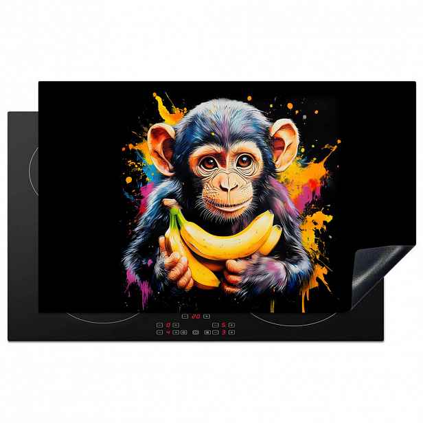 MuchoWow KRYT NA INDUKČNÍ DESKU Opice - Graffiti - Barevné - Banány - Moderní 83x51 cm