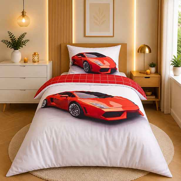 TP 3D povlečení 140x200+70x90 - Red car
