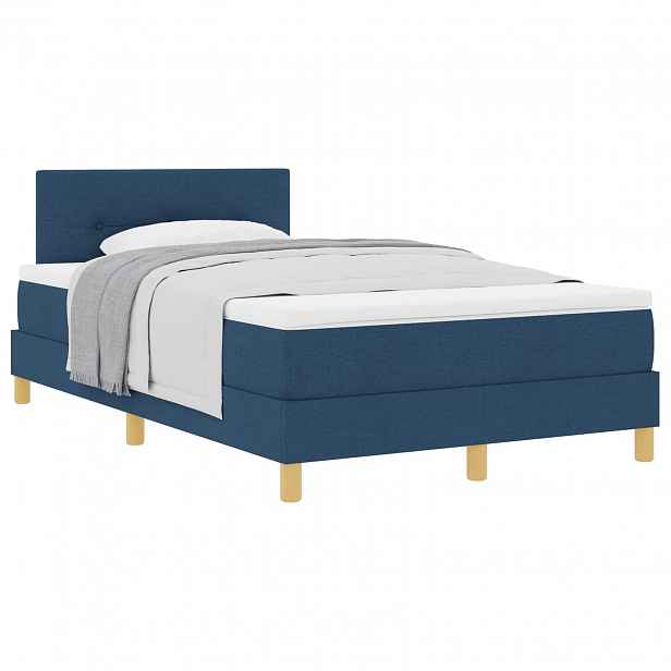vidaXL Postel s boxspringem s polštářem Modrá 120 x 190 cm textil