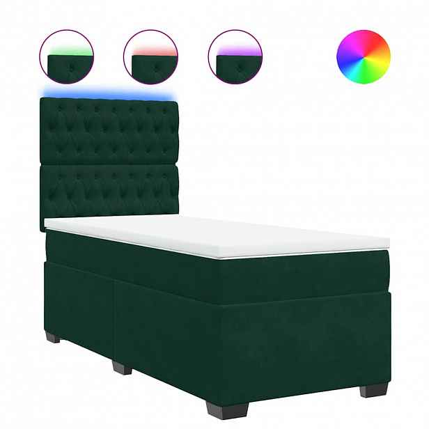 vidaXL Box spring postel s matrací tmavě zelená 90x200 cm samet