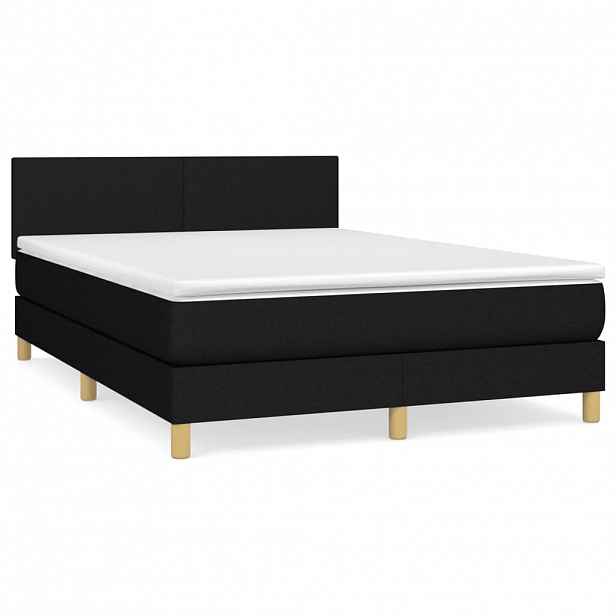 vidaXL Box spring postel s matrací černá 140 x 190 cm textil