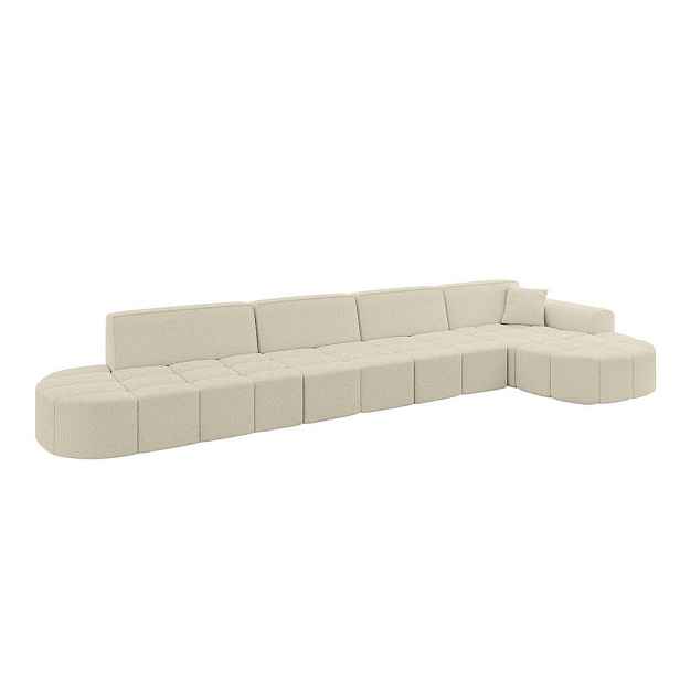 ALTDECOR ROHOVÁ SEDAČKA s otomanem, pravá LIVO-L3 422x173x79,5 Béžová Buklé