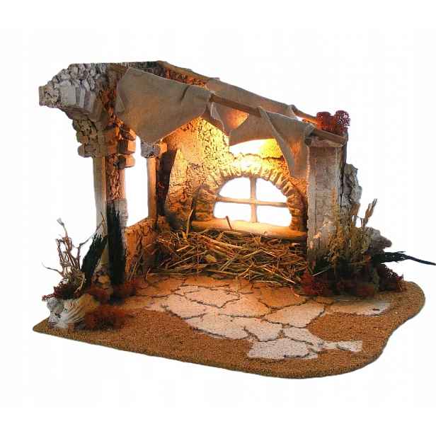 Orientální Osvětlený Vánoční Betlém – 40x30x30 cm – pro postavy 12-15 cm